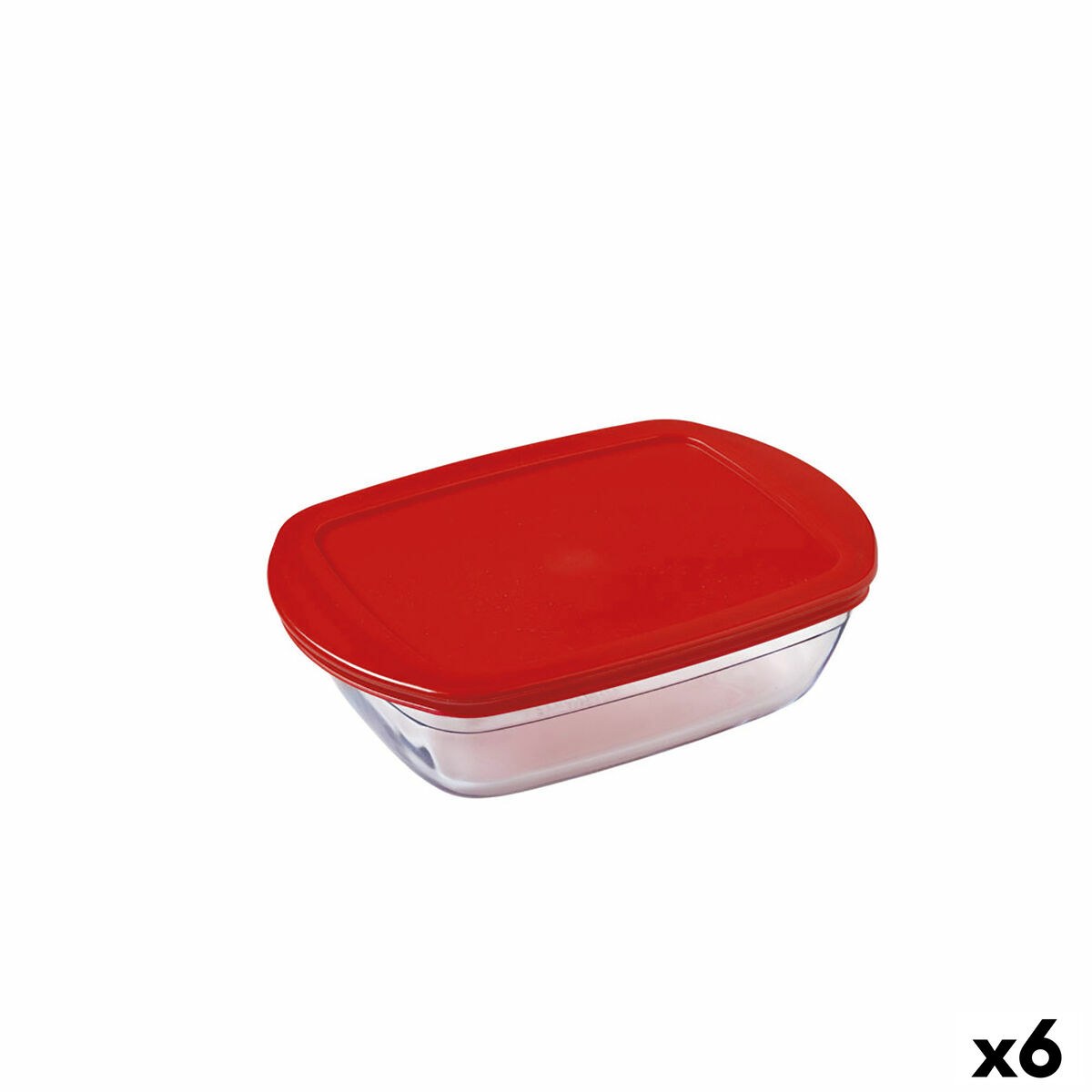Прямоугольная коробочка для завтрака с крышкой Cook&store Ocu Красный 400 ml 17 x 10 x 5 cm Cтекло Силикон (6 штук)