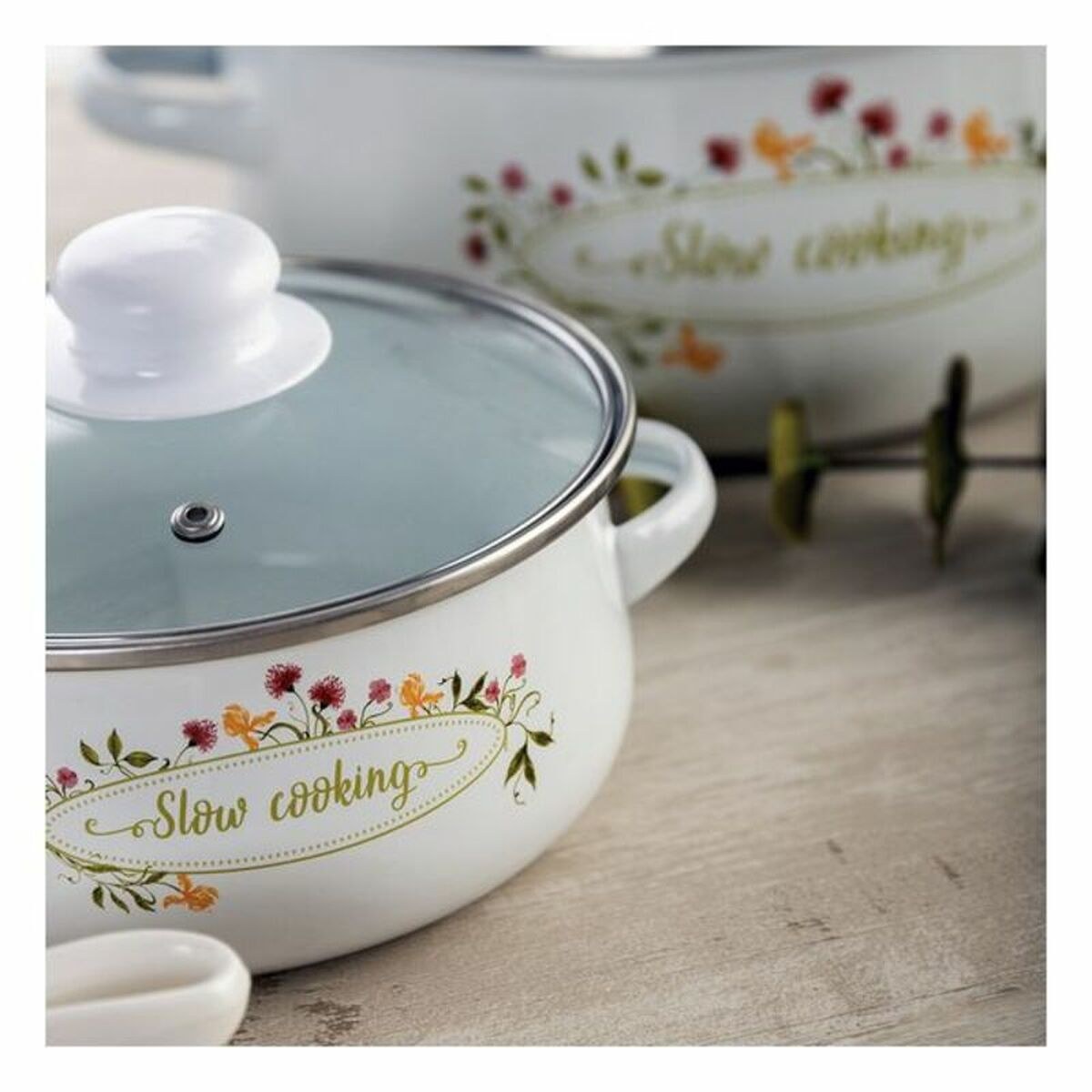 Casserole with glass lid Memory Enamelled Steel
