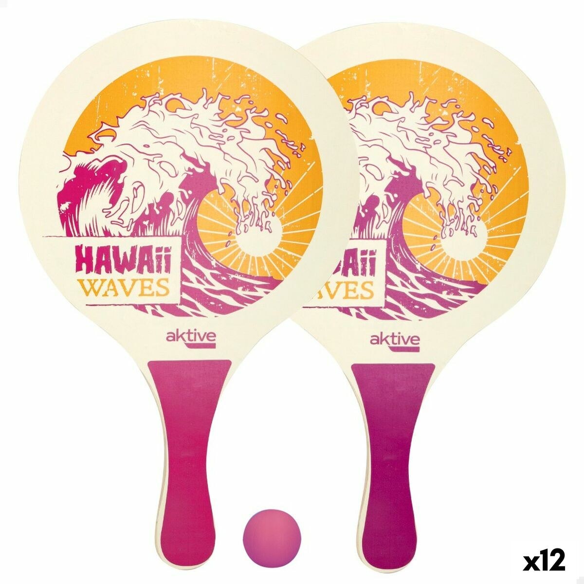 Beach Spades with Ball Hawai Wood 23,5 x 38 x 0,8 cm (12 Units)