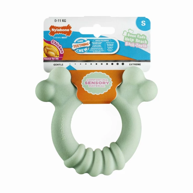 Dog chewing toy SENSORY TACTILE RING Green Peanut butter Chicken S