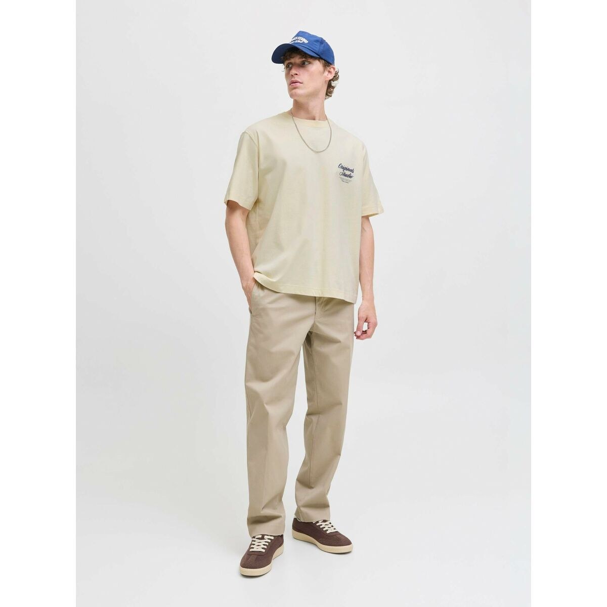 Men’s Short Sleeve T-Shirt JORNORREBRO TYPO TEE SS CREW NECK NOOS 12282898 Beige