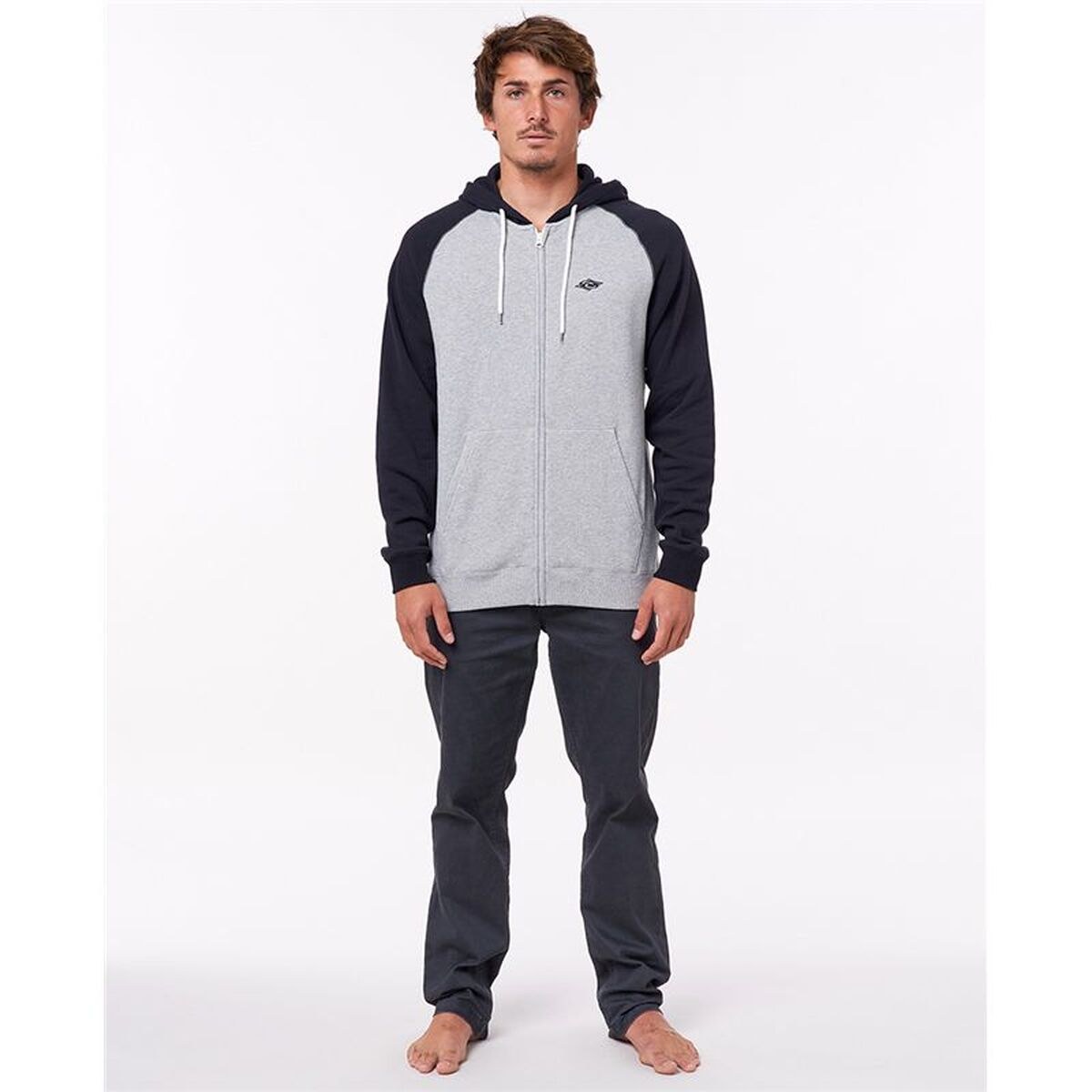 Толстовка с капюшоном мужская Embroid Hooded Zip Thru Светло-серый