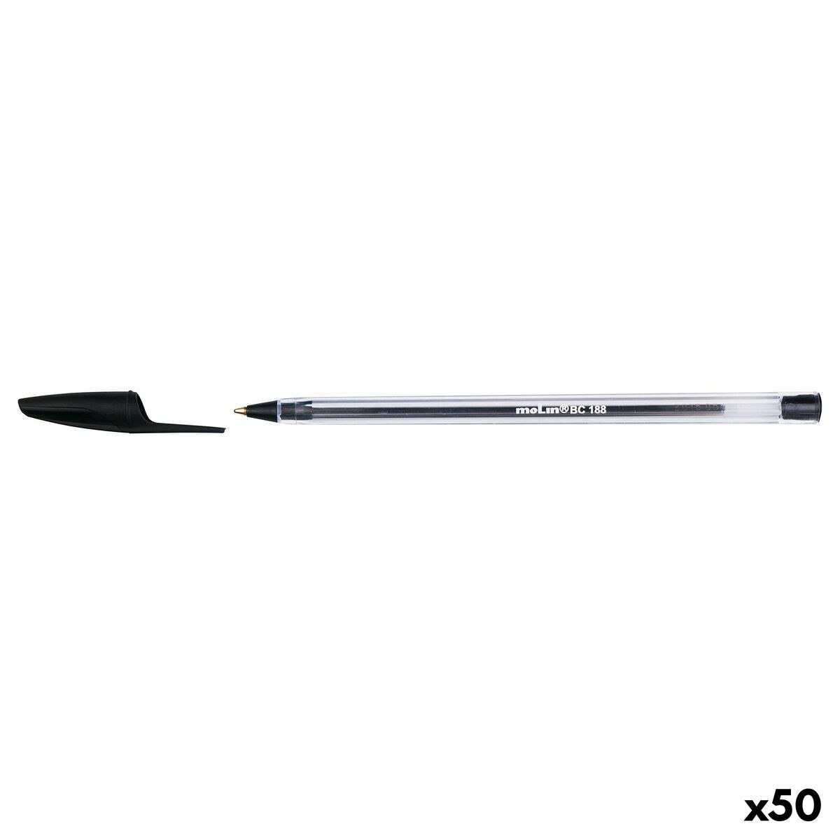 Ручка BC188 Стеклянный 1 mm Чёрный (50 штук)