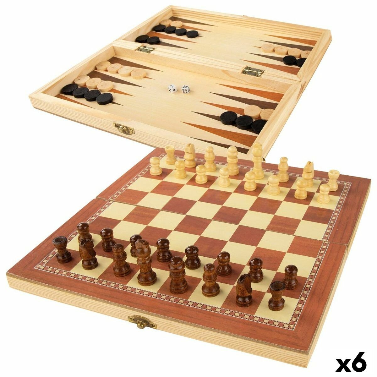 Игровая доска для шахмат и шашек Деревянный нарды (6 штук)