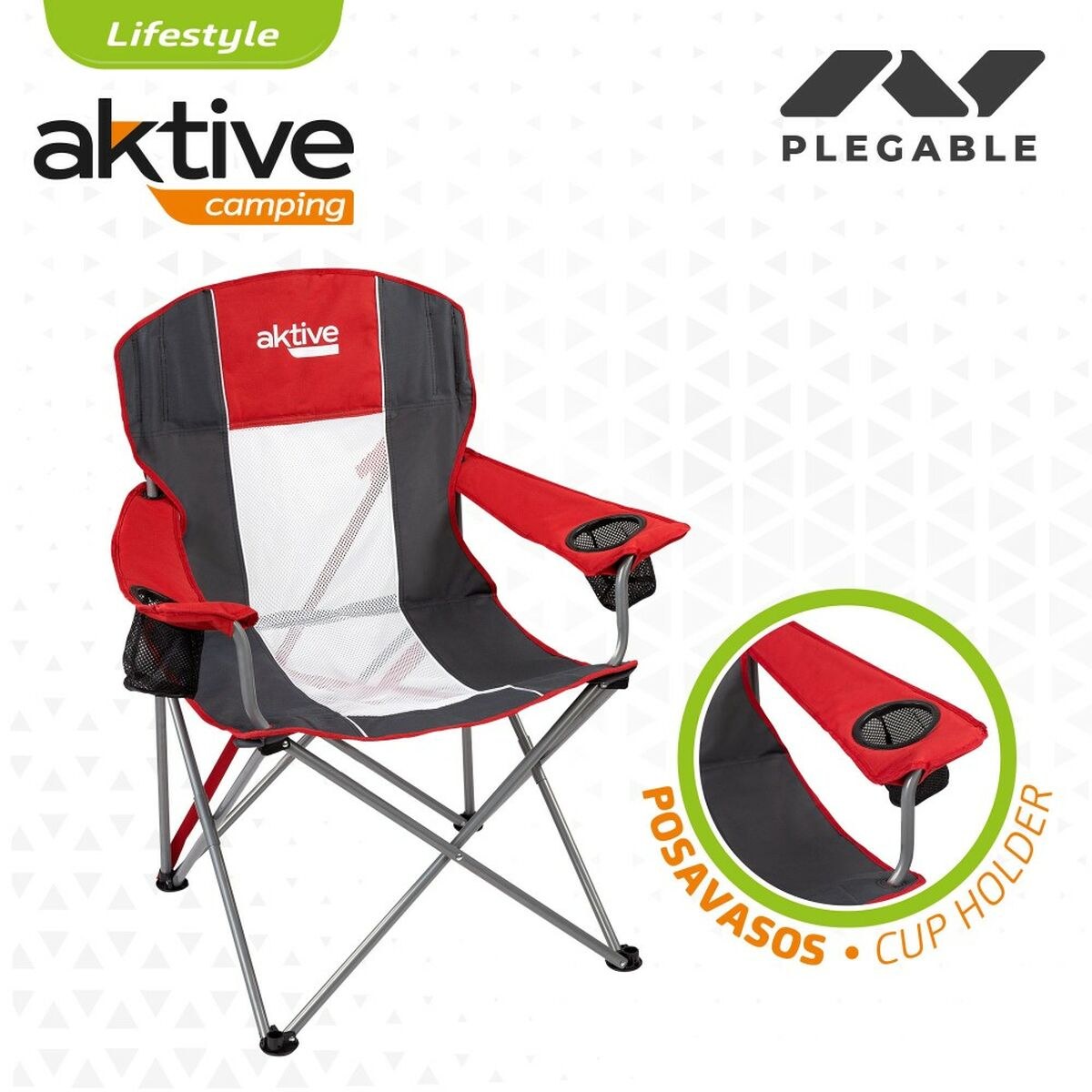 Foldable Camping Chair Dark grey Red 56 x 98 x 59 cm (4 Units)