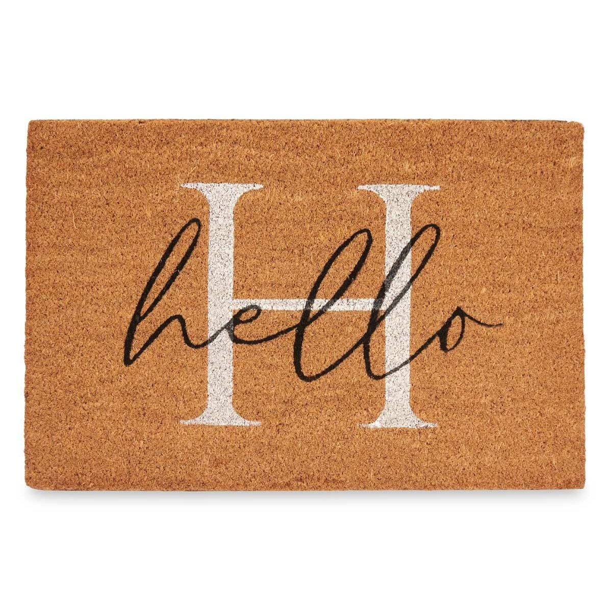 Дверной Коврик Hello Белый Чёрный Натуральный PVC 100 % PVC Кокосовое волокно 60 x 1 x 40 cm (10 штук) (12 штук)