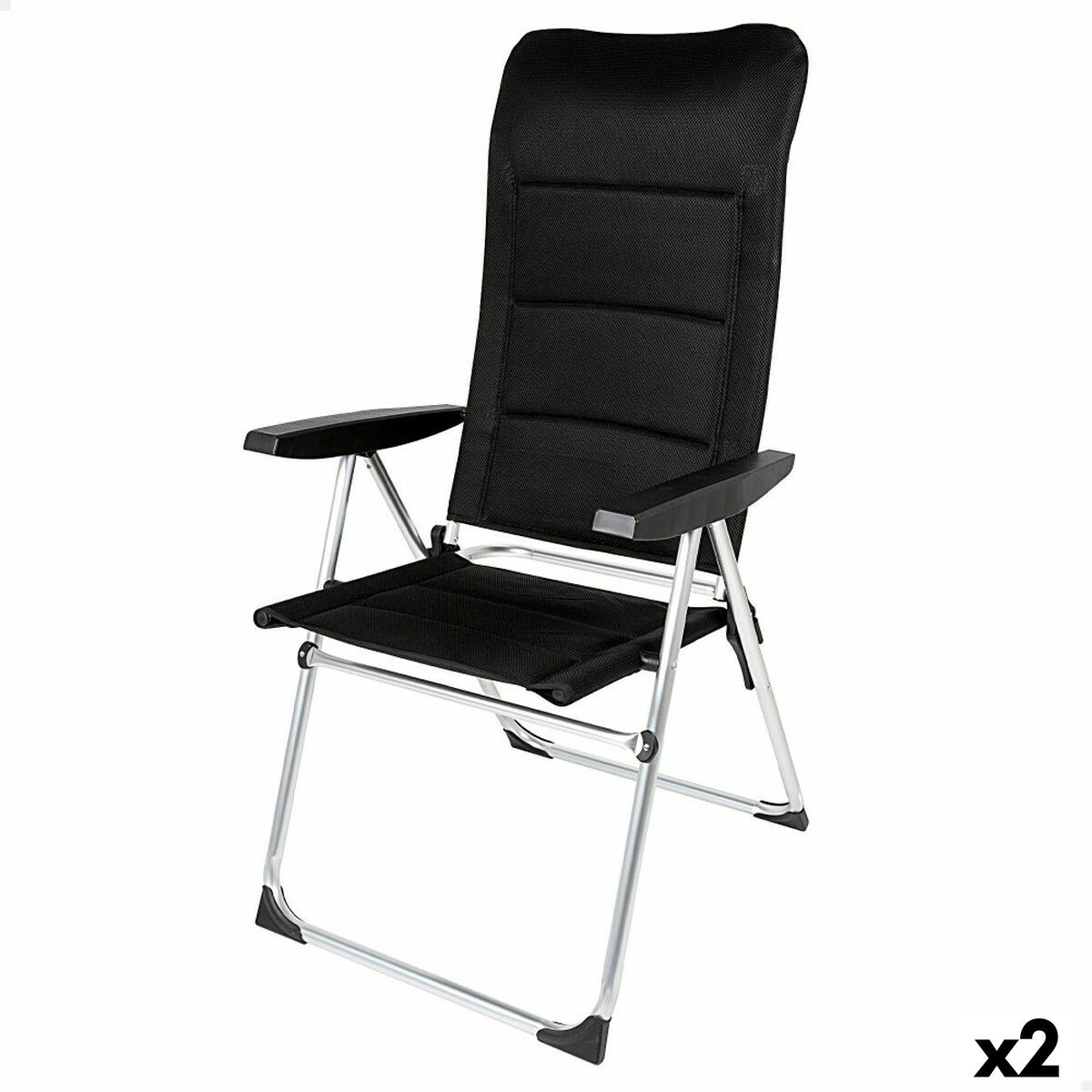 Пляжный стул Deluxe Складной Чёрный 49 x 123 x 67 cm (2 штук)