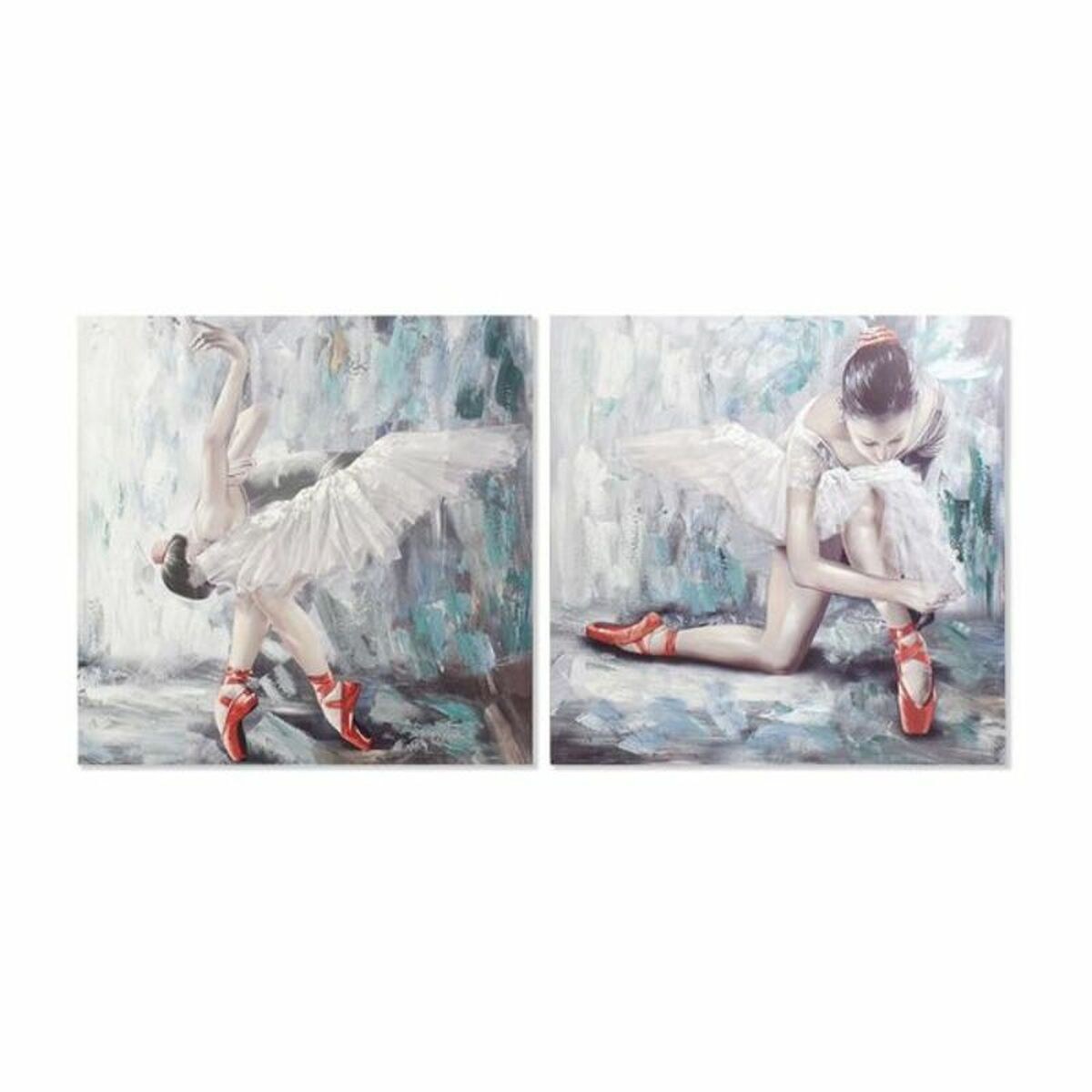 Painting Canvas Grey Blue Wood White (100 x 3 x 100 cm) (2 Units)