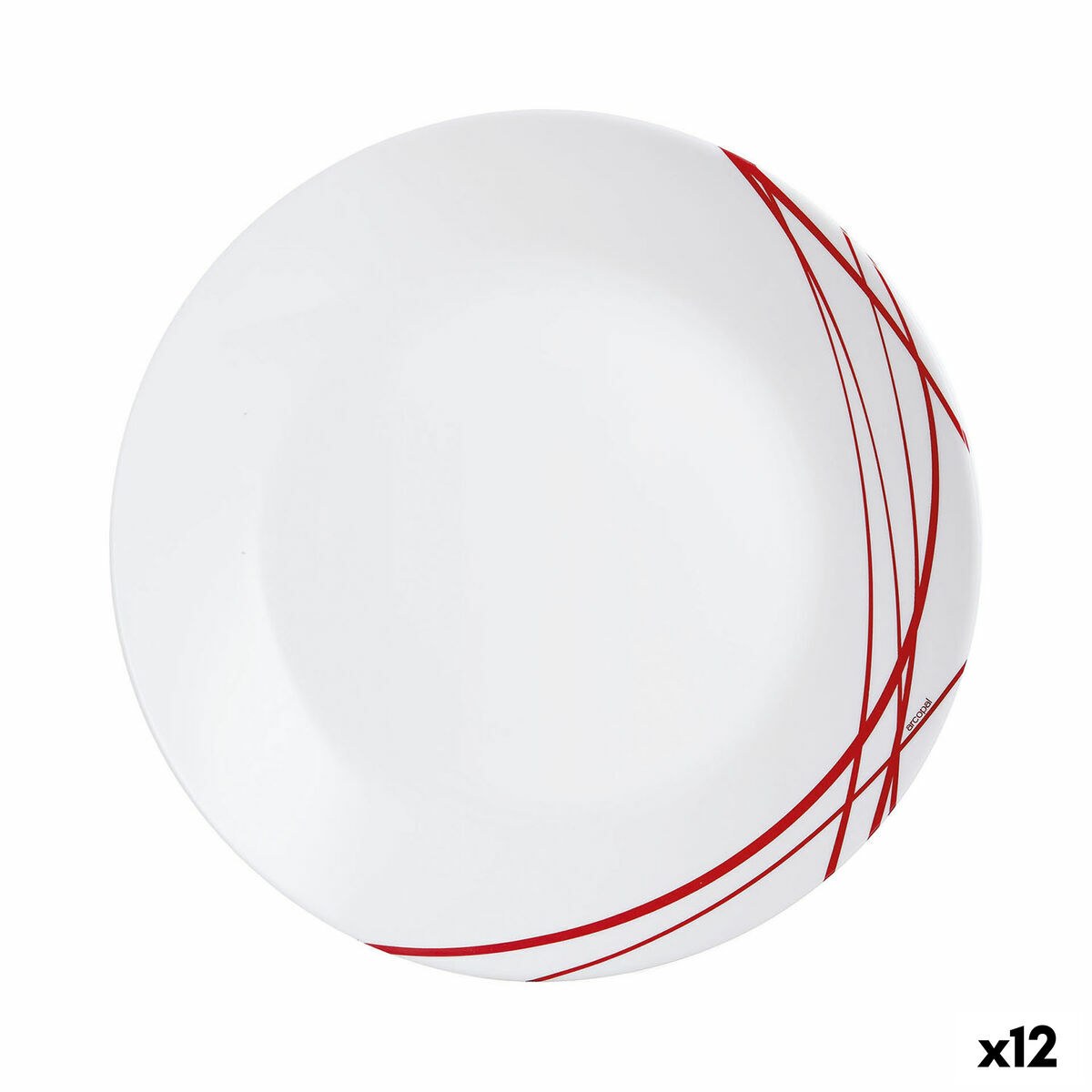 Flat plate Domitille Rojo Bicoloured Glass 25 cm (12 Units)