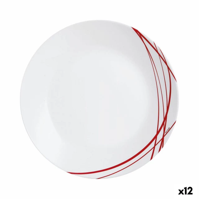 Flat plate Domitille Rojo Bicoloured Glass 25 cm (12 Units)