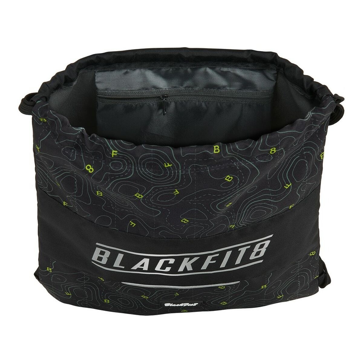 Backpack with Strings Topography M196A Black Green