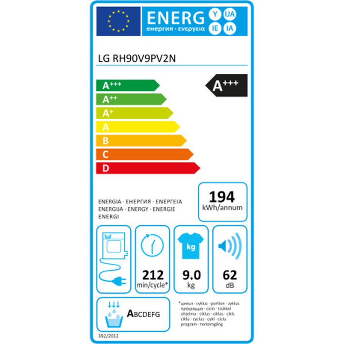 Dryer RH90V9PV2N 9 kg