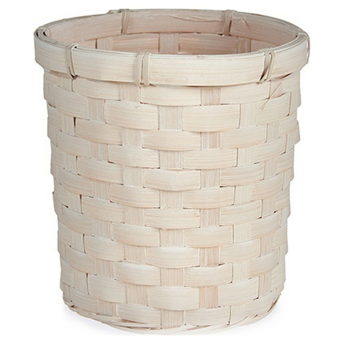 Planter White PVC Bamboo 17 x 15 x 17 cm Circular