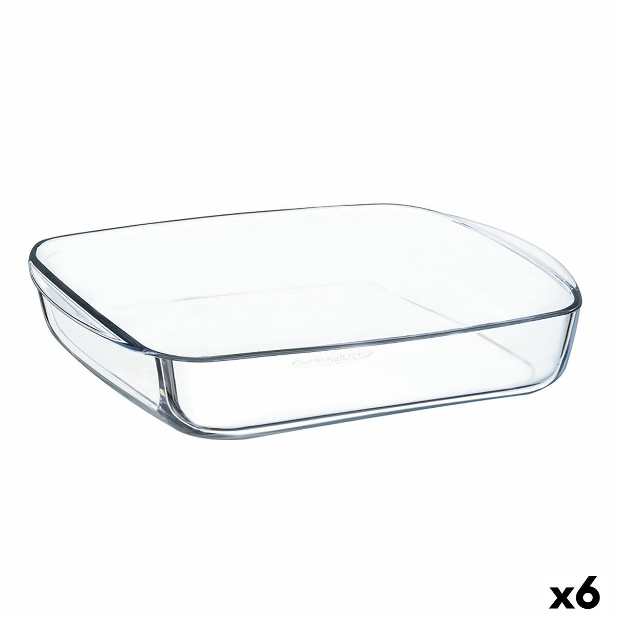 Serving Platter Squared 25 x 22 x 5 cm Transparent Glass (6 Units)