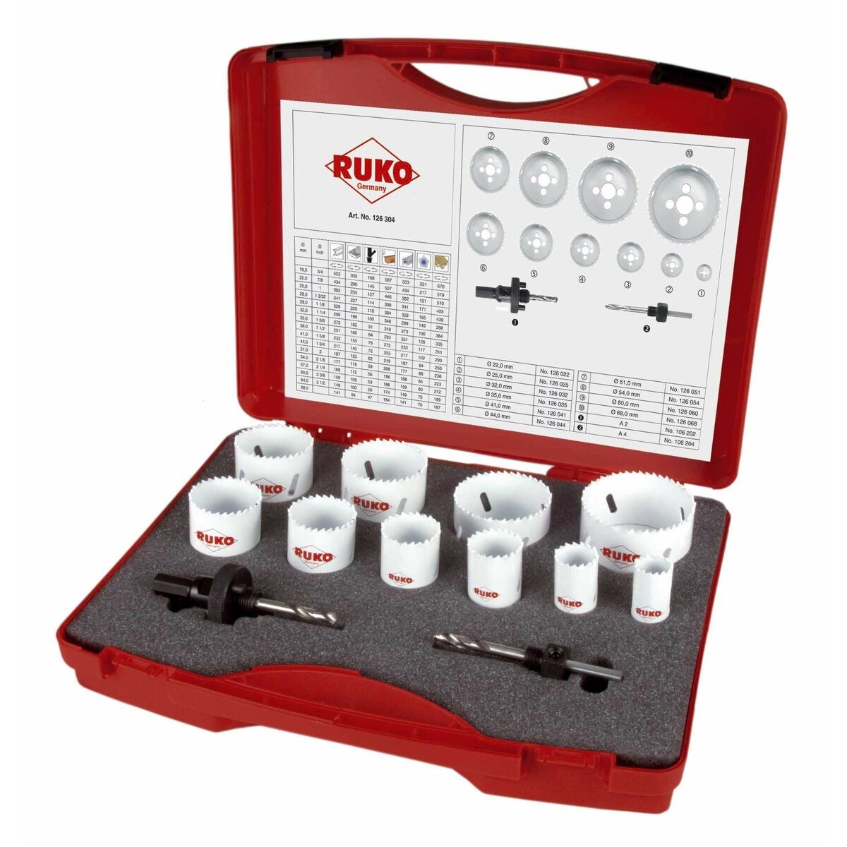 Holesaw set High speed steel (HSS) 12 Pieces