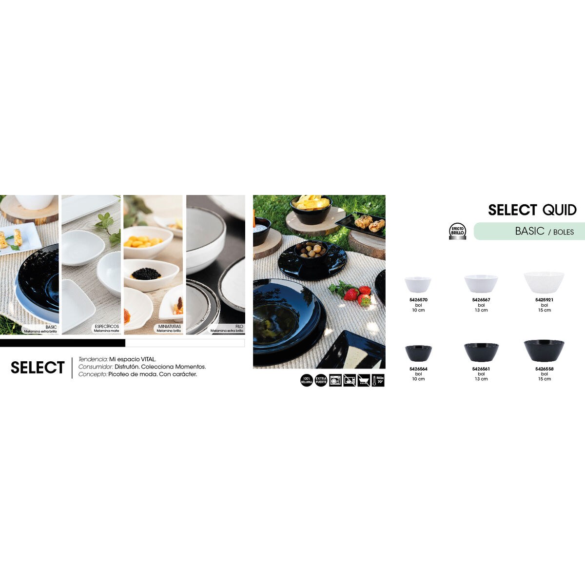 Snack Bowl Select Basic White Melamin 10 cm (24 Units)