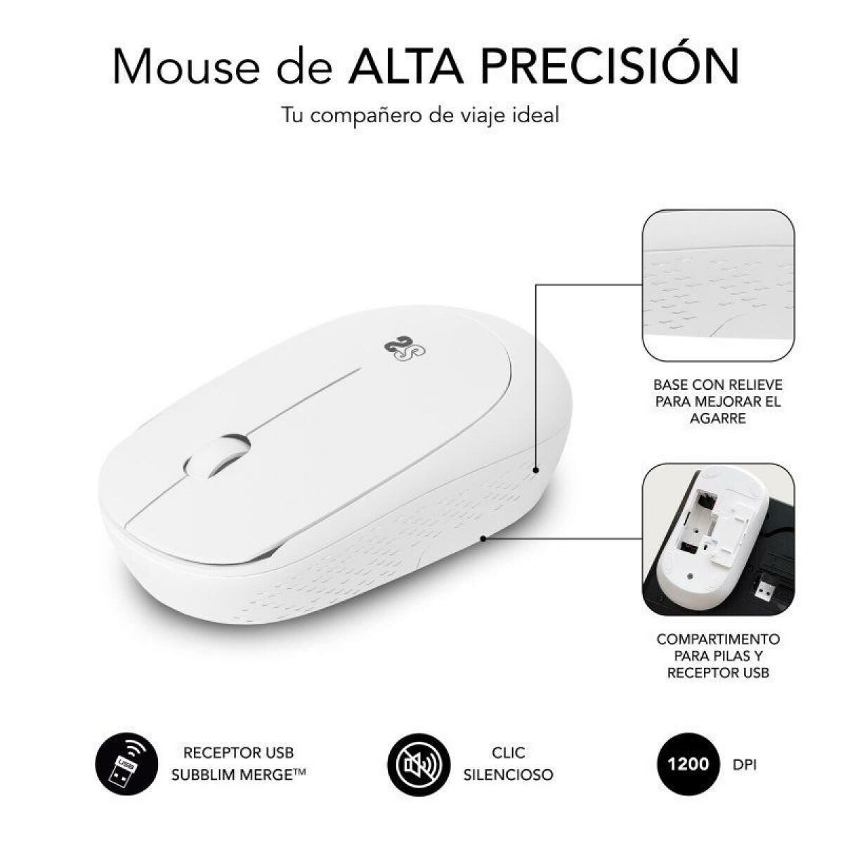 Mouse SUBMO-B2SW011 White 1200 DPI