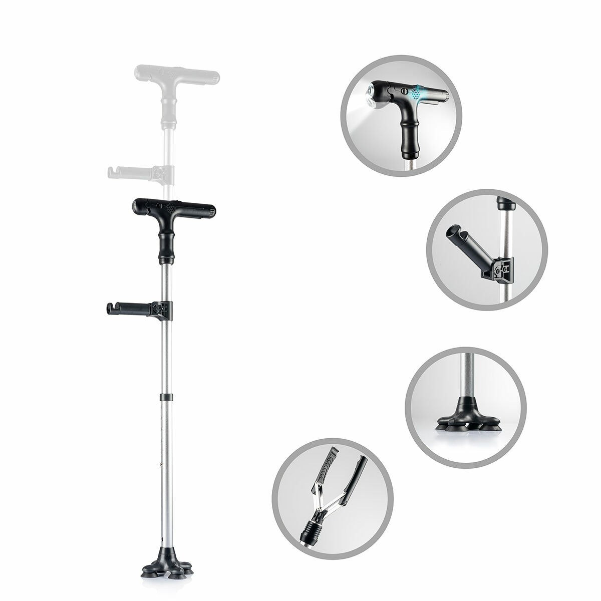 Extendable Walking Stick with LED, Alarm and Grabber Hannde