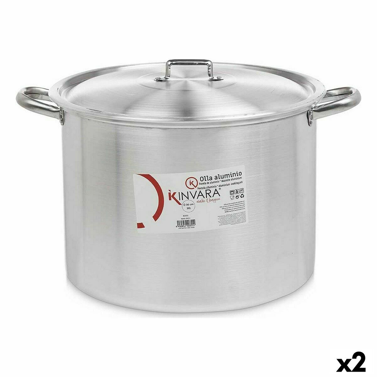 Casserole with Lid Silver Aluminium 48,5 x 31 x 39 cm Ø 36 cm (2 Units)