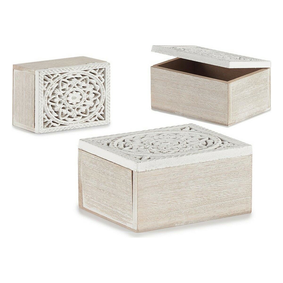 Decorative box White Wood Metal (6 Units)