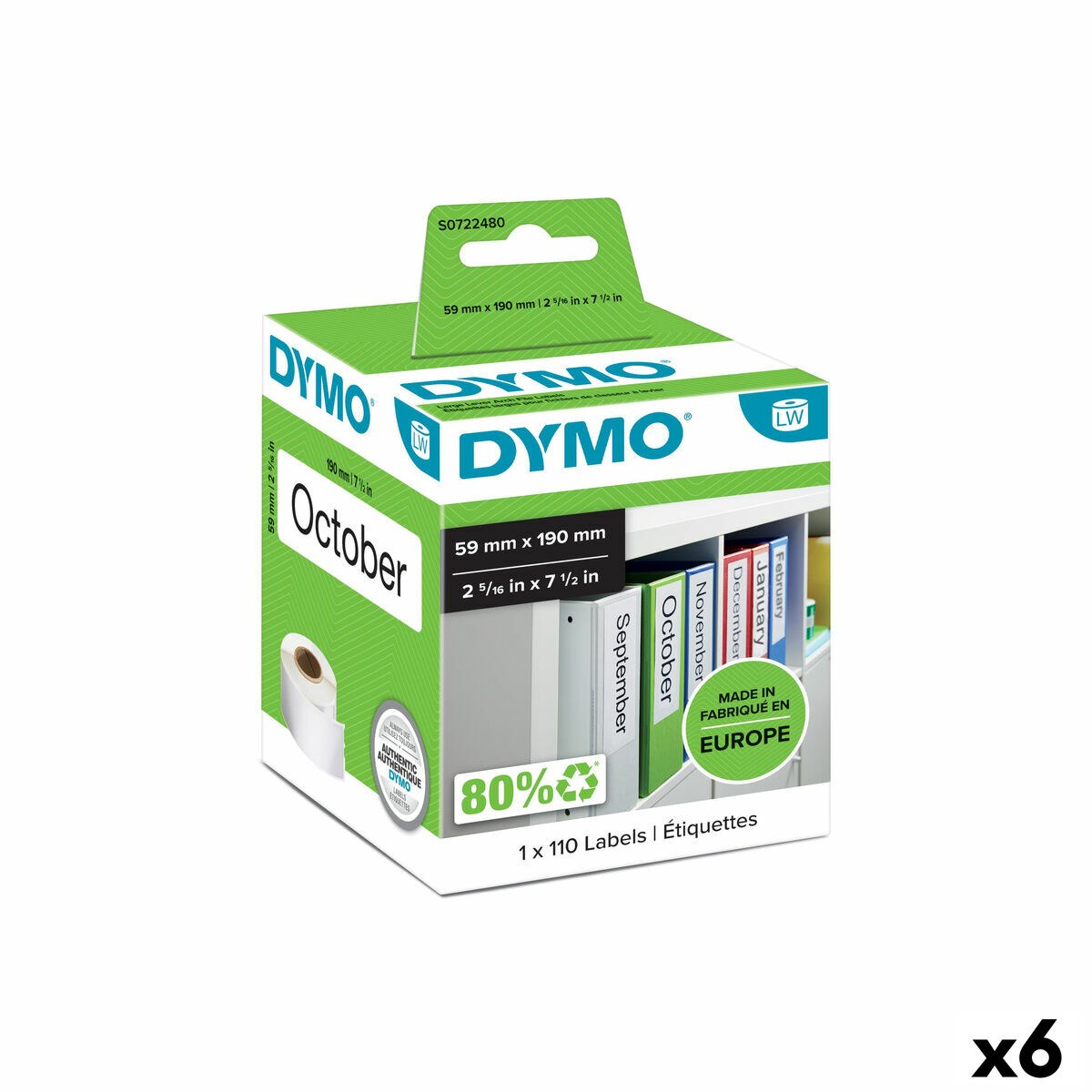 Этикетки для принтера 99019 59 x 190 mm LabelWriter™ Белый Чёрный (6 штук)