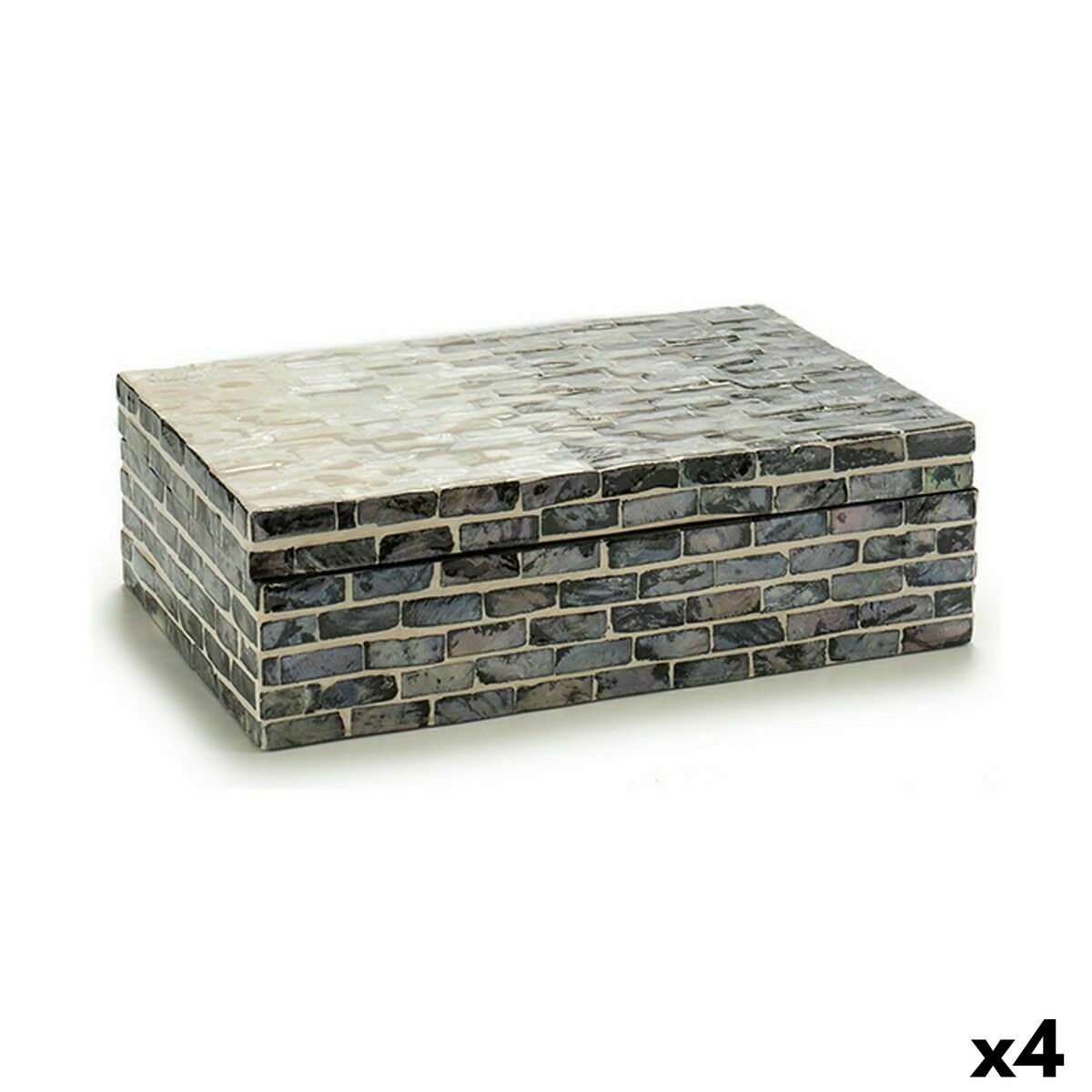 Decorative box Grey Mother of pearl Particleboard (4 Units)