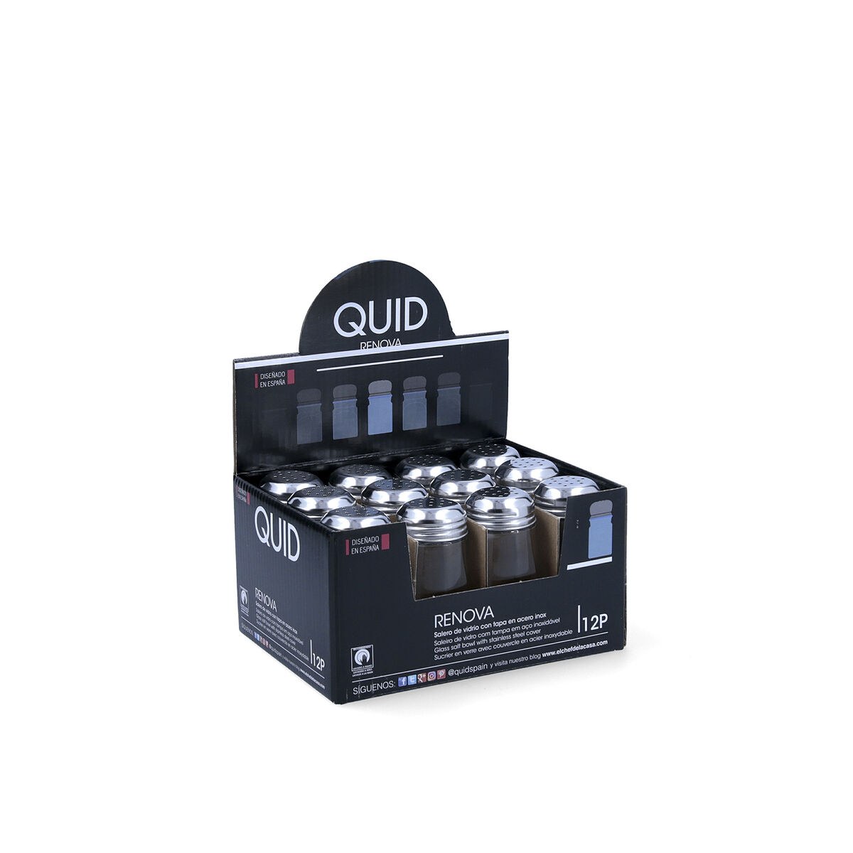 Солонка Renova 75 ml Прозрачный Cтекло 4,5 x 4,5 x 9 cm (12 штук) (Pack 12x)