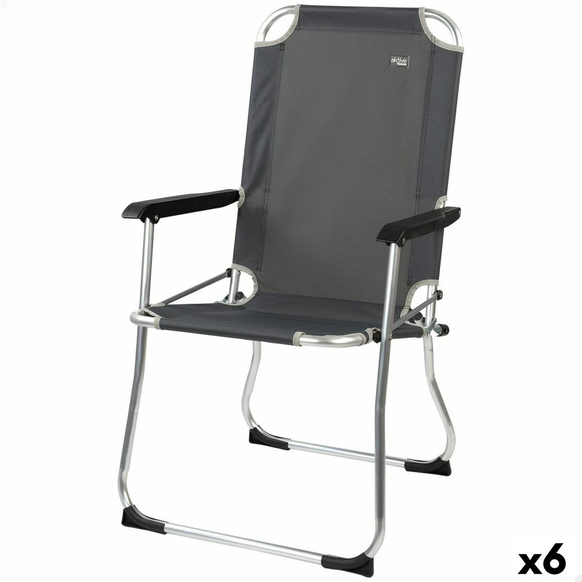 Foldable Camping Chair Dark grey 45 x 91 x 47 cm (6 Units)