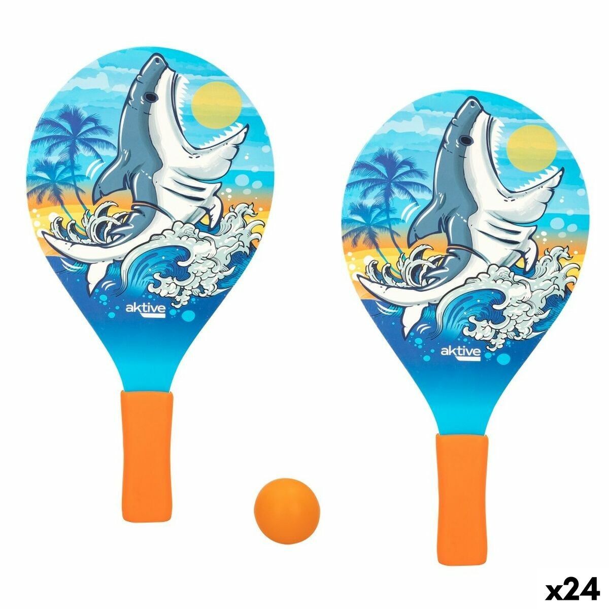 Beach Spades with Ball Shark 19,5 x 38 cm (24 Units)