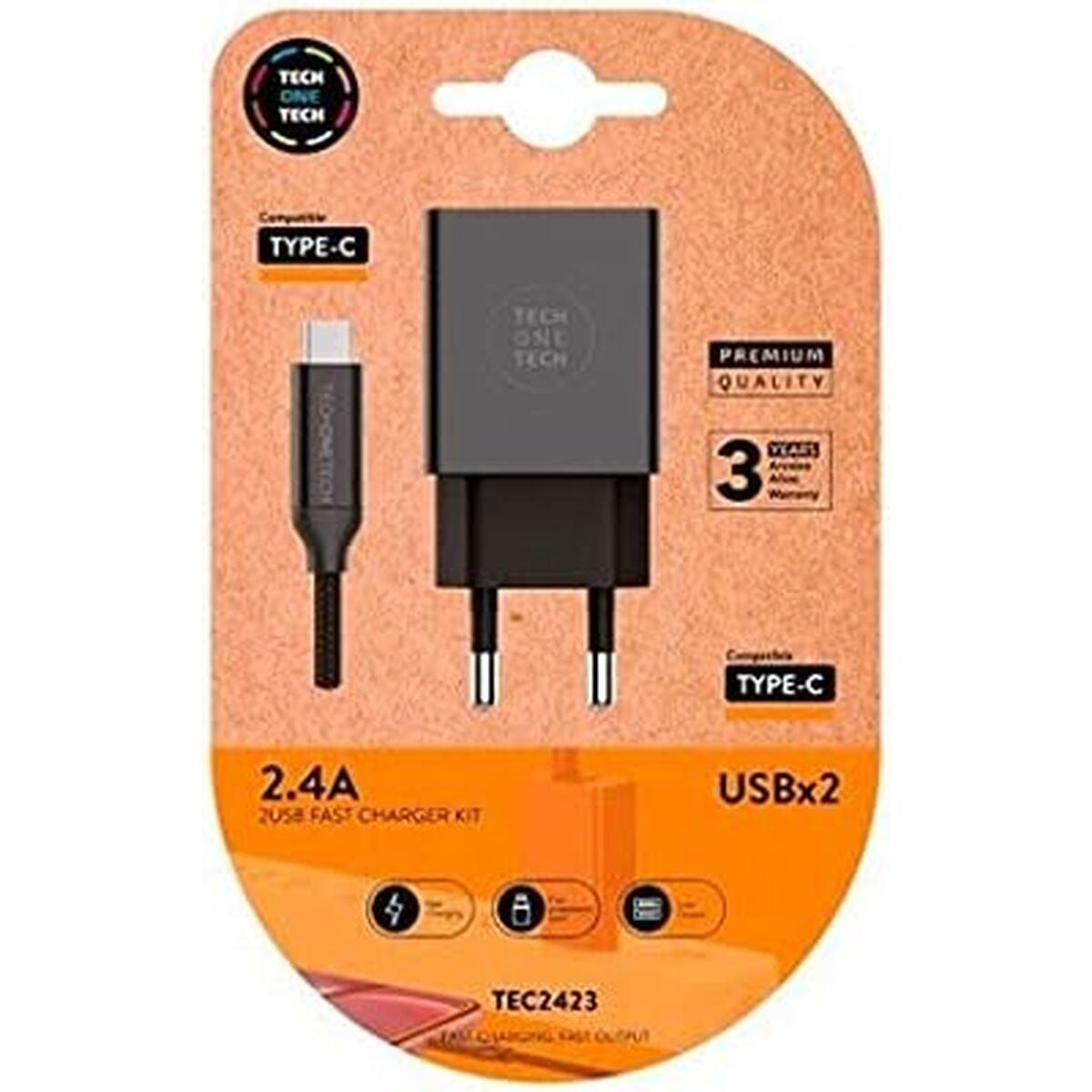 Сетевое зарядное устройство TEC2423 Чёрный
