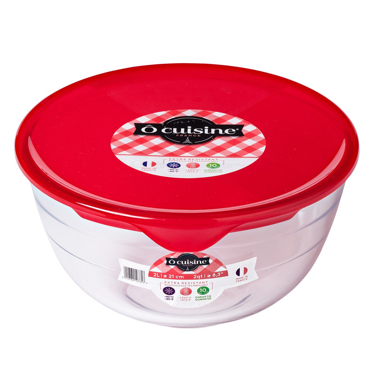 Круглая коробочка для завтраков с крышкой Prep&store Ocu Красный 1 L 17 x 17 x 9 cm Cтекло (3 штук)