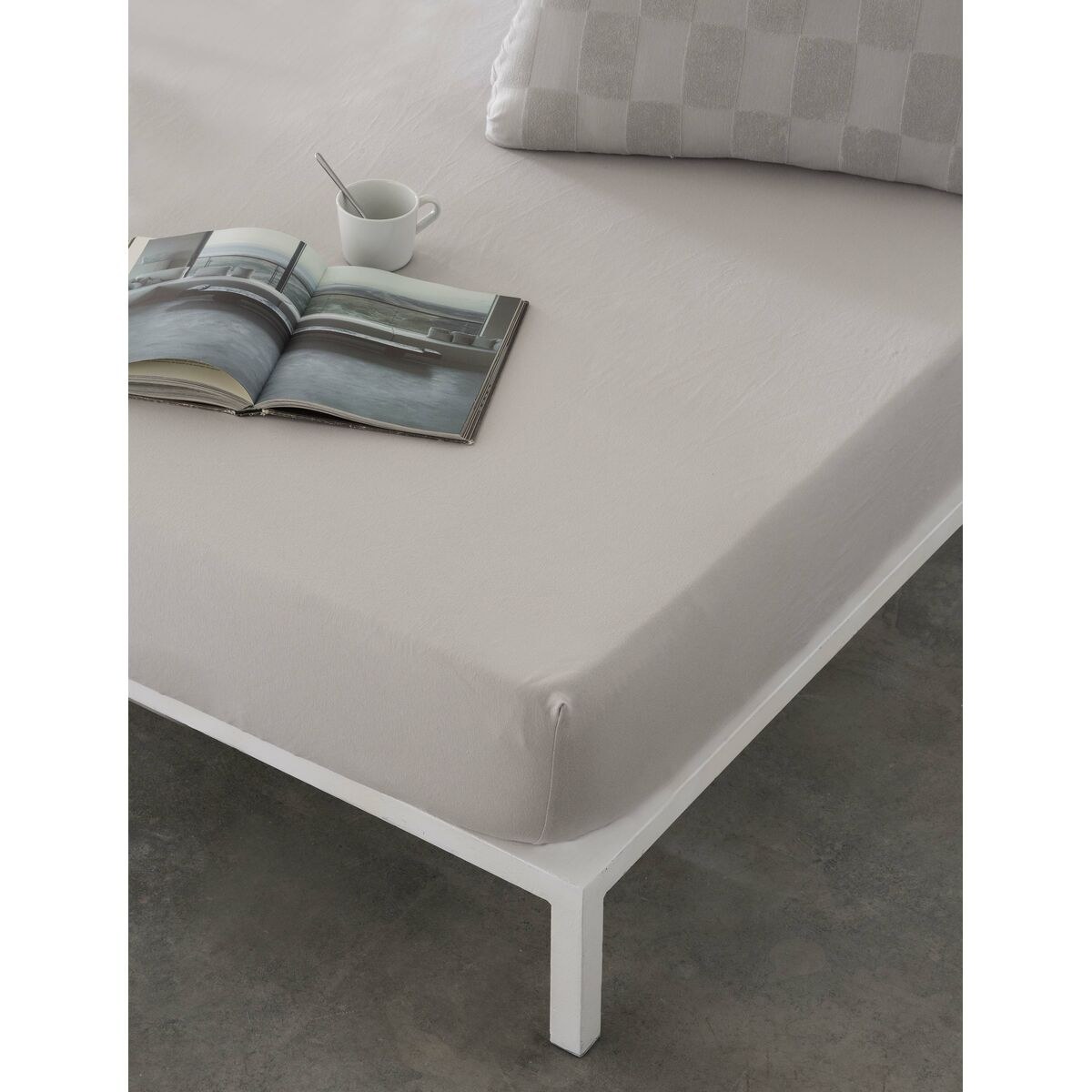 Fitted bottom sheet ELBA Light grey 90 x 190/200 cm (Single)