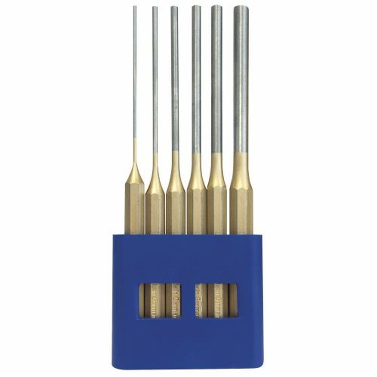 Set of cylindrical pin punches Golden Extra long 6 Pieces