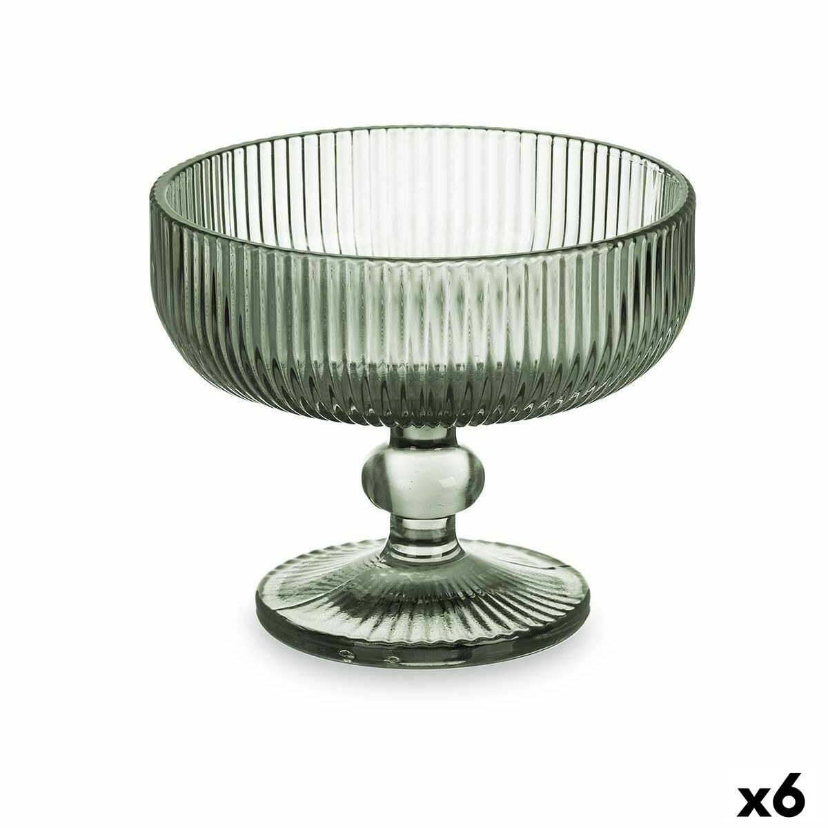 Ice Cream and Milk Shake Glass Green Glass 310 ml Stripes (6 Units)