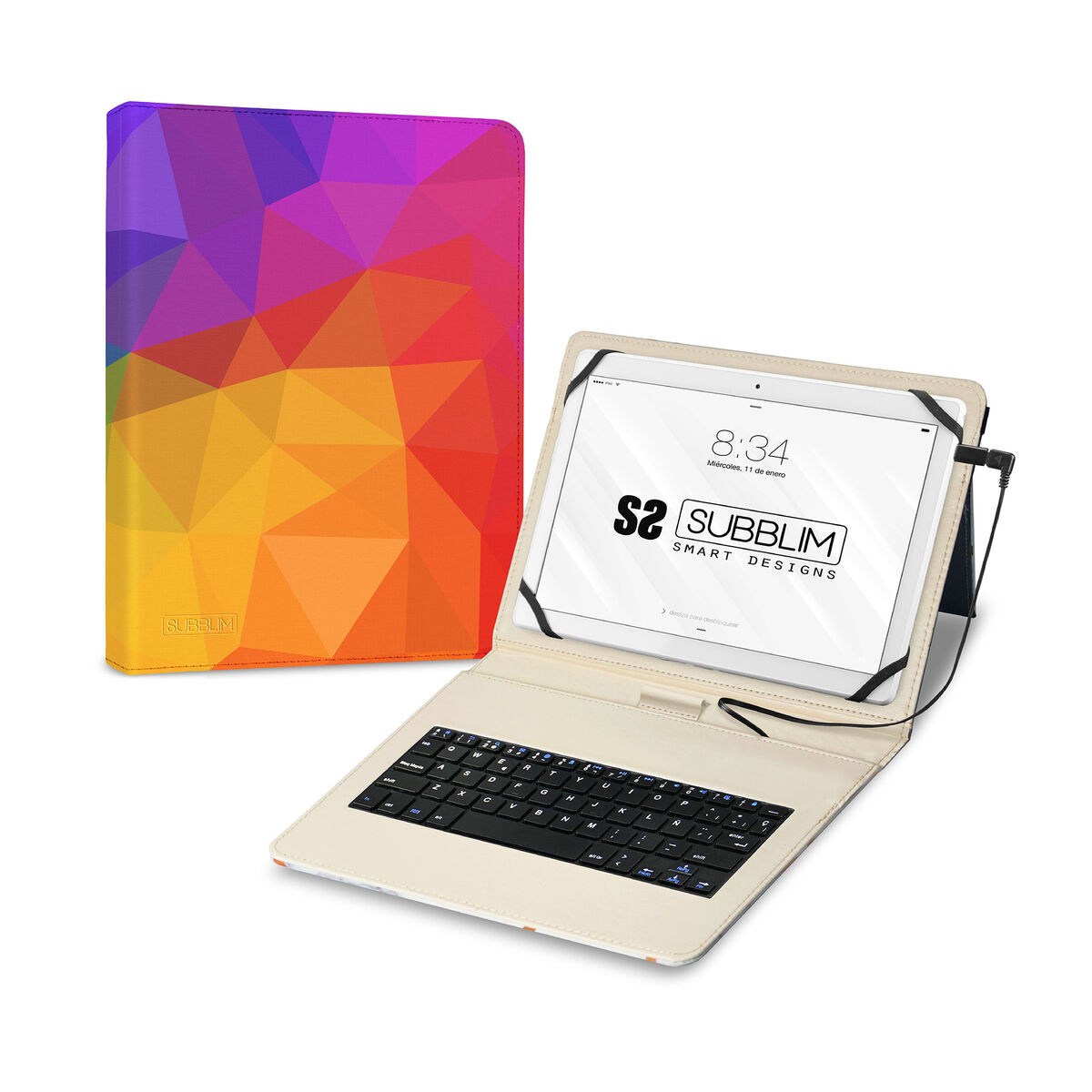 Чехол для планшета с клавиатурой SUBKT1-USB053 Разноцветный Испанская Qwerty QWERTY