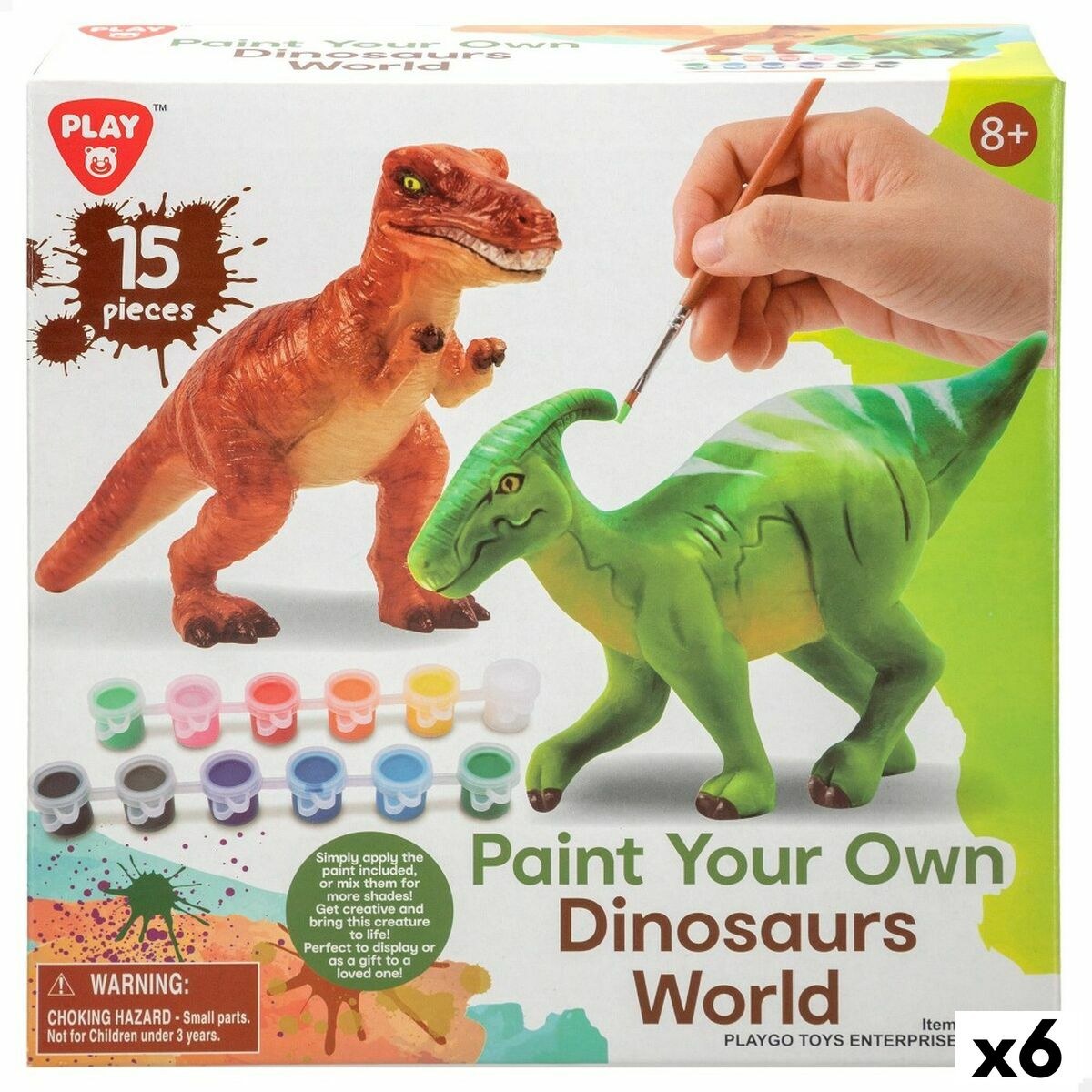 Set of 2 Dinosaurs 15 Pieces 6 Units 14,5 x 9,5 x 5 cm Dinosaurs For painting