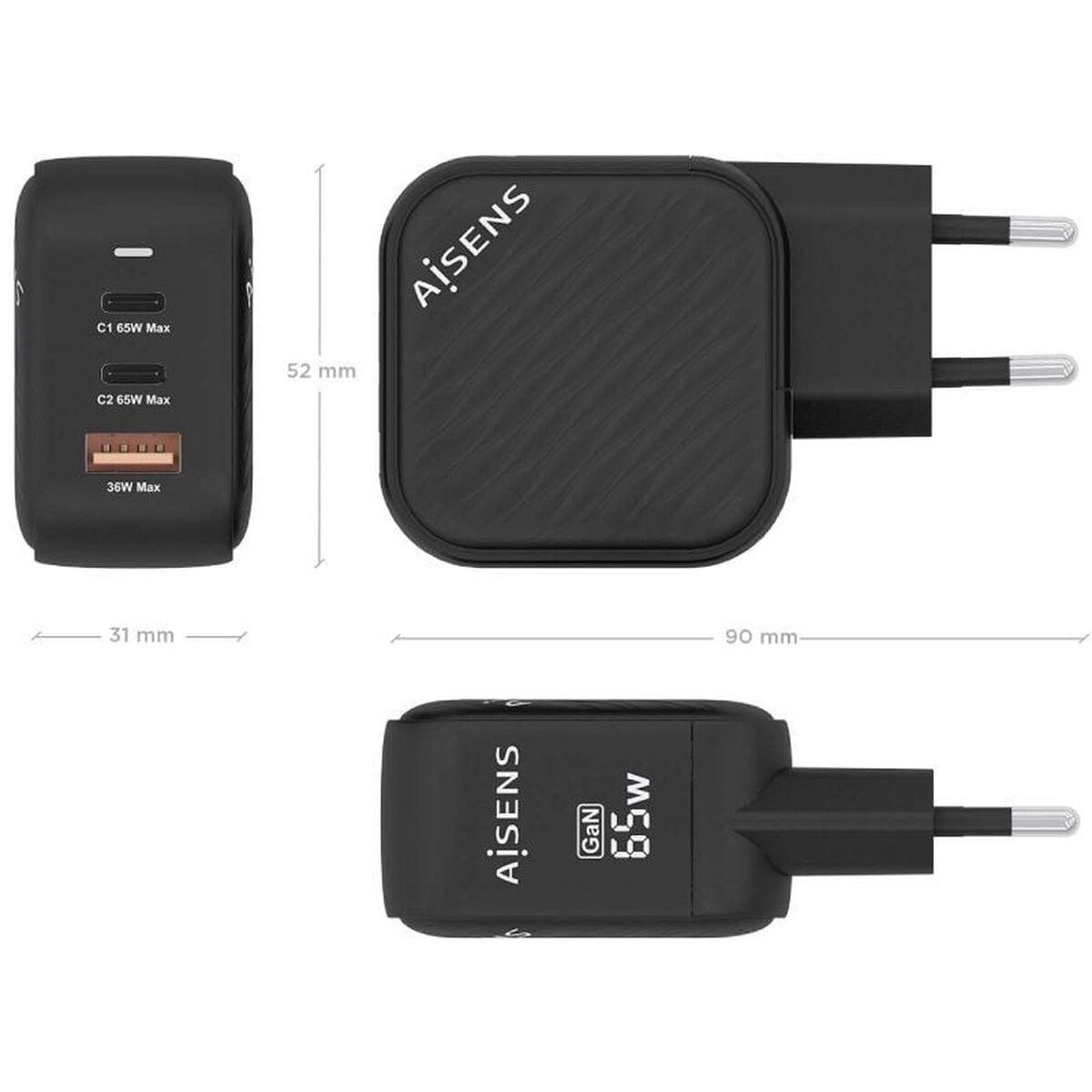 Сетевое зарядное устройство ASCH-65W3P027-BK Чёрный Разноцветный 65 W