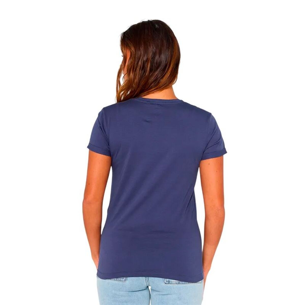 Women’s Short Sleeve T-Shirt Heart V Neck Tee Blue