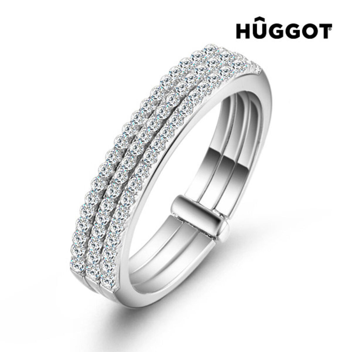 Three 925 Sterling Silver Ring with Zircons