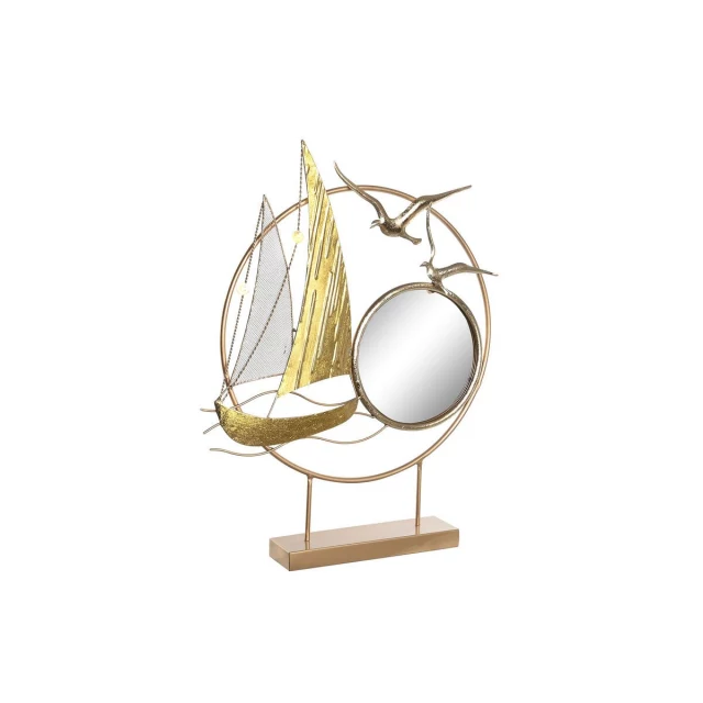 Decorative Figure Mirror Golden Metal Mediterranean (53 x 9 x 67 cm)