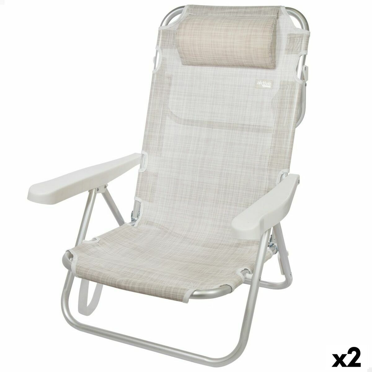 Складной стул с подголовником Ibiza Бежевый 48 x 84 x 46 cm (2 штук)
