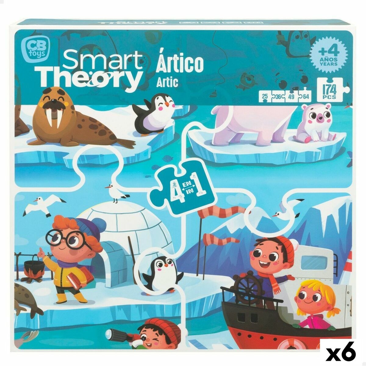 Детский паззл Artic 4 в 1 174 Предметы 136 x 34 cm (6 штук)