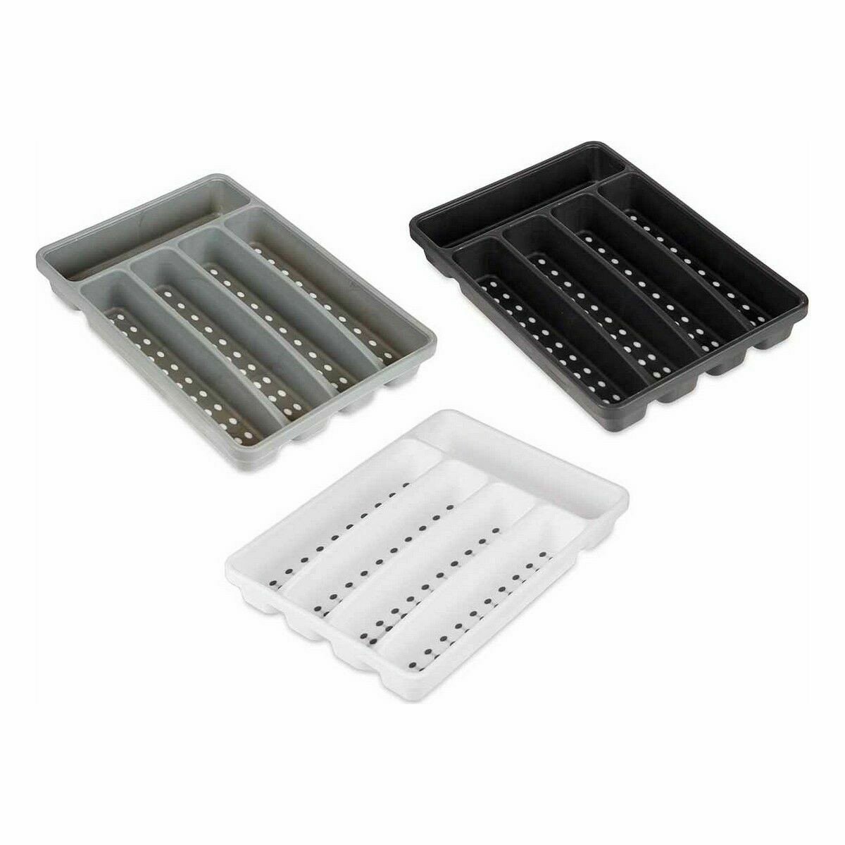 Cutlery Organiser White Black Grey Natural rubber polypropylene TPR 22,5 x 4,5 x 32 cm (24 Units)