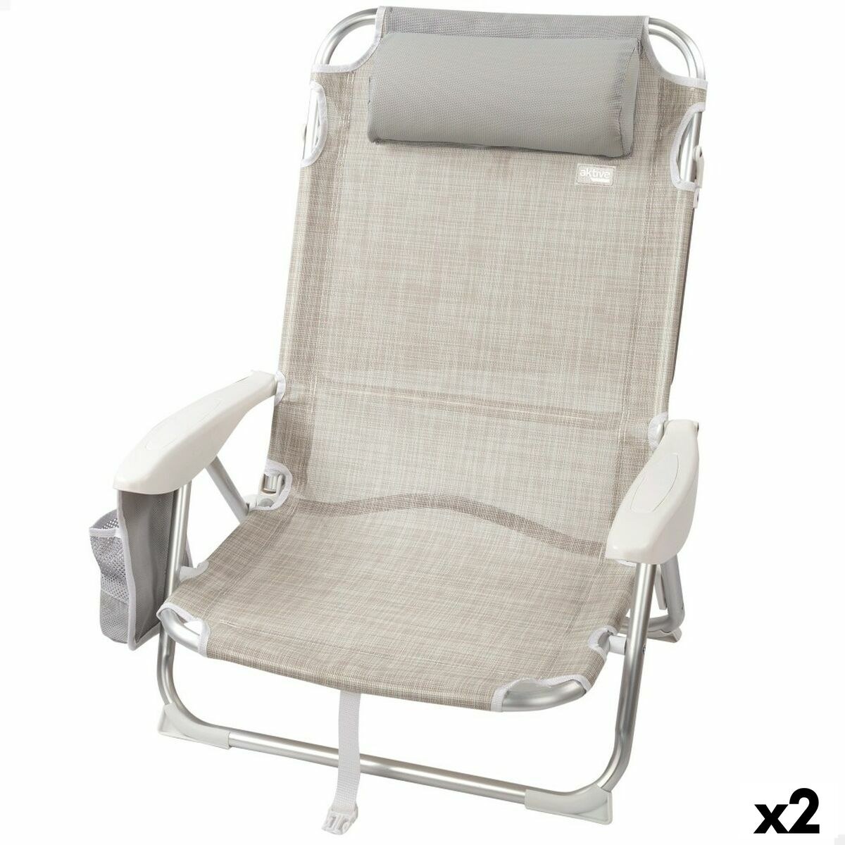 Складной стул с подголовником Ibiza Бежевый 51 x 76 x 45 cm (2 штук)