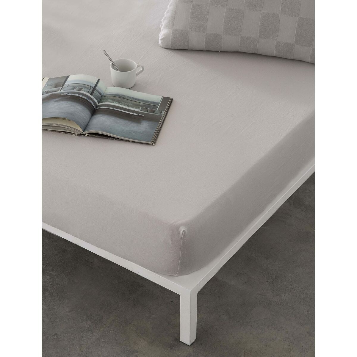 Fitted bottom sheet ELBA Light grey 90 x 190/200 cm (Single)