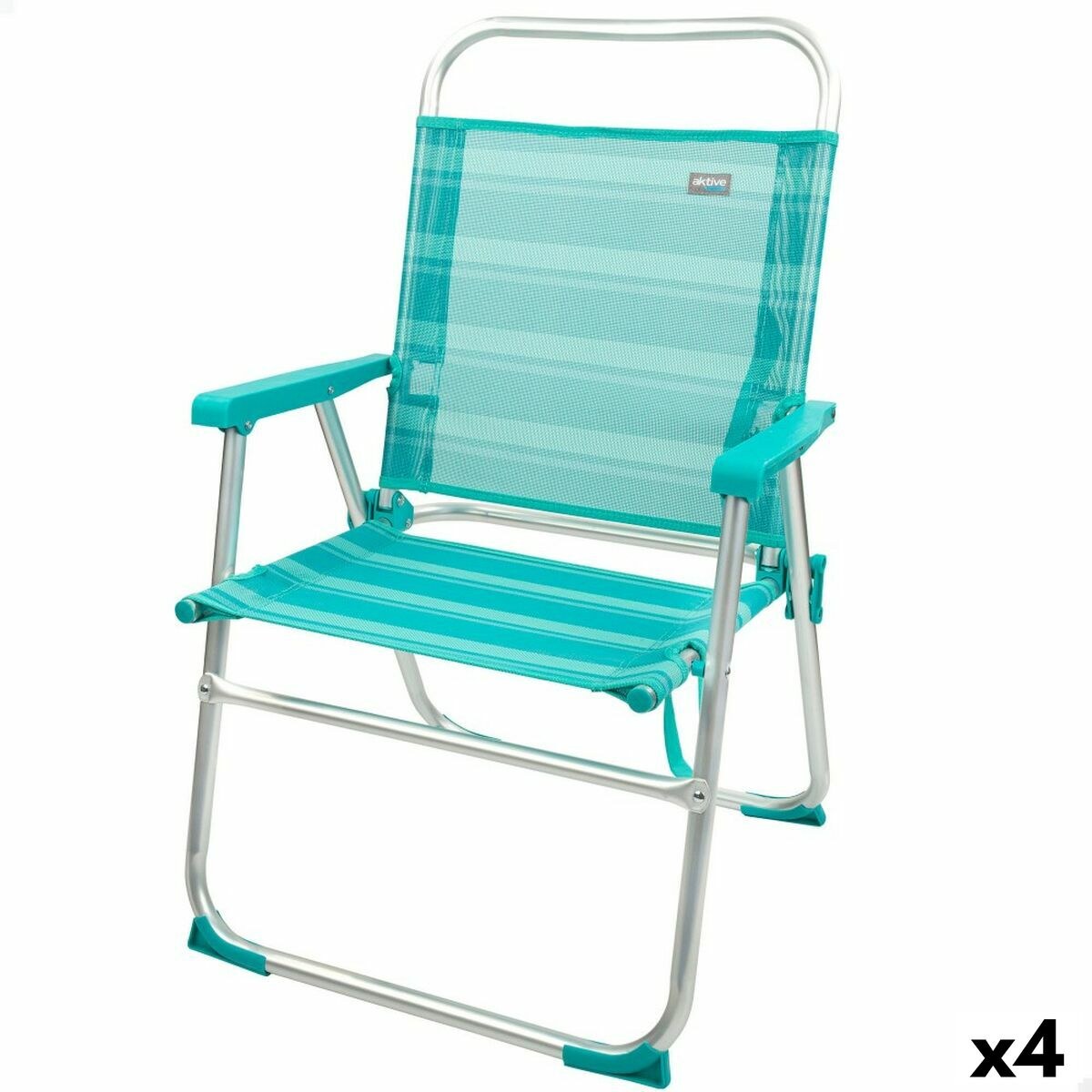 Пляжный стул бирюзовый 48 x 88 x 50 cm Алюминий Складной (4 штук)