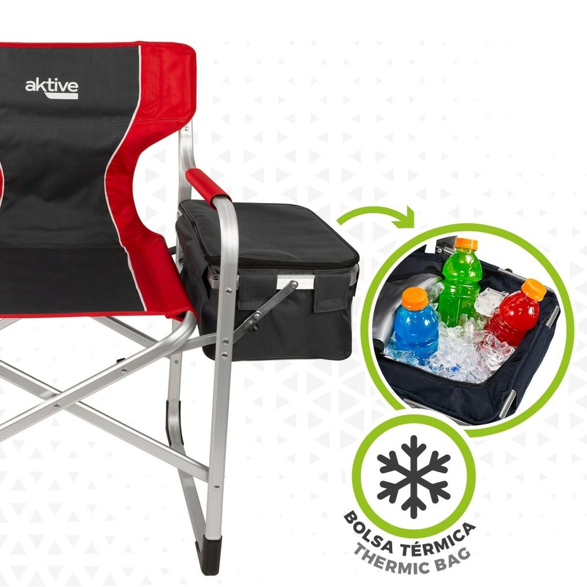 Foldable Camping Chair Grey Red 61 x 92 x 52 cm (2 Units)