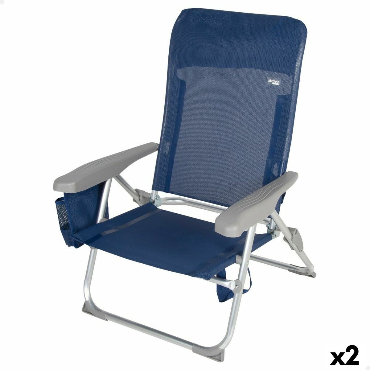 Пляжный стул Slim Складной Тёмно Синий 47 x 87 x 58 cm (2 штук)
