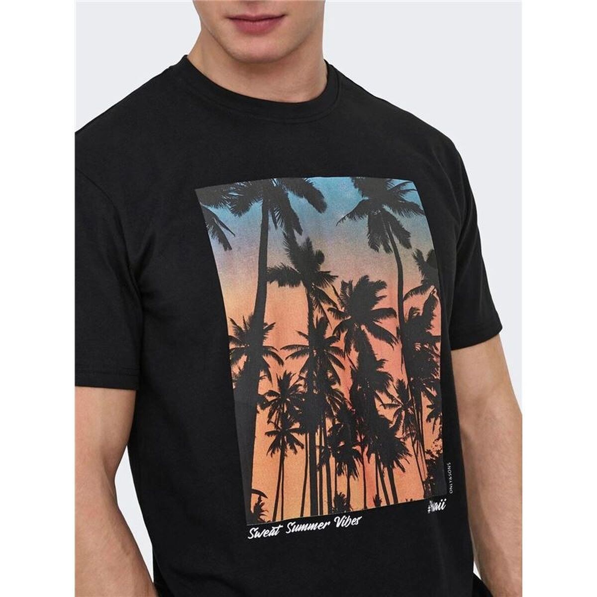 Men’s Short Sleeve T-Shirt Onskolton Reg Beach Black