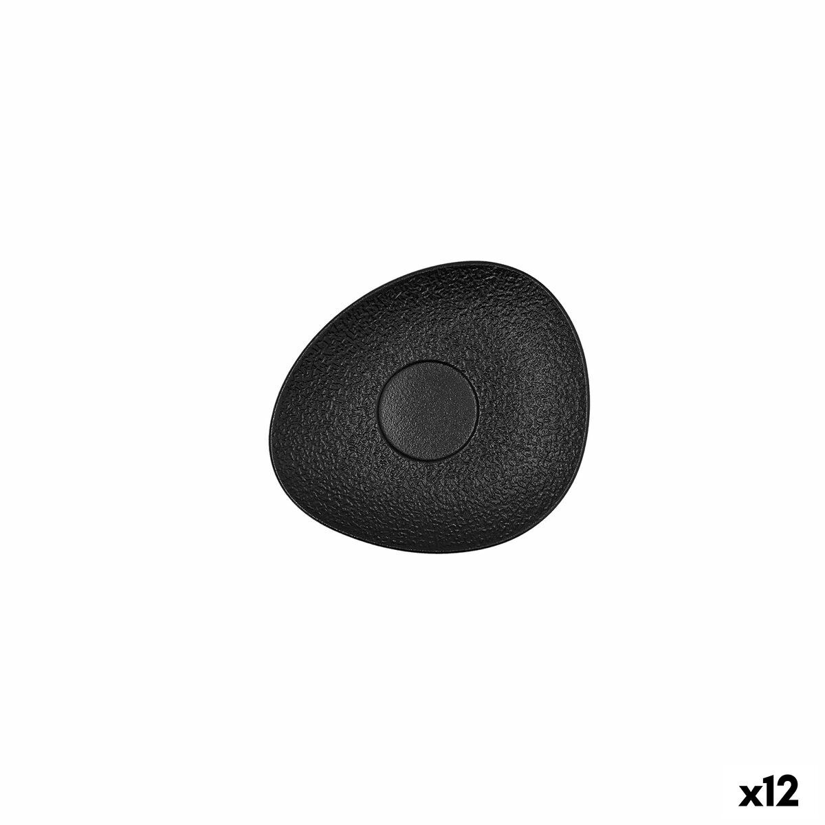 Тарелка Fosil Чёрный Керамика Глинозем 13,3 x 11,6 x 1,7 cm Кафе (12 штук)